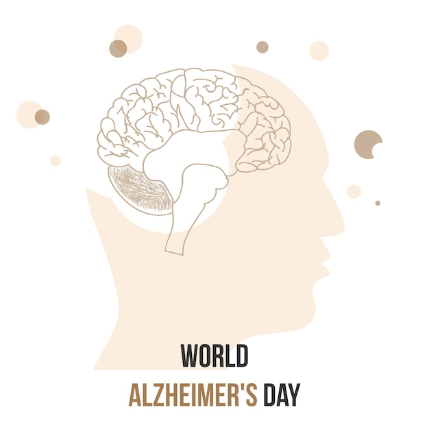 Sagome con cervello illustrazione vettoriale della giornata mondiale dell'alzheimer Vettore Premium