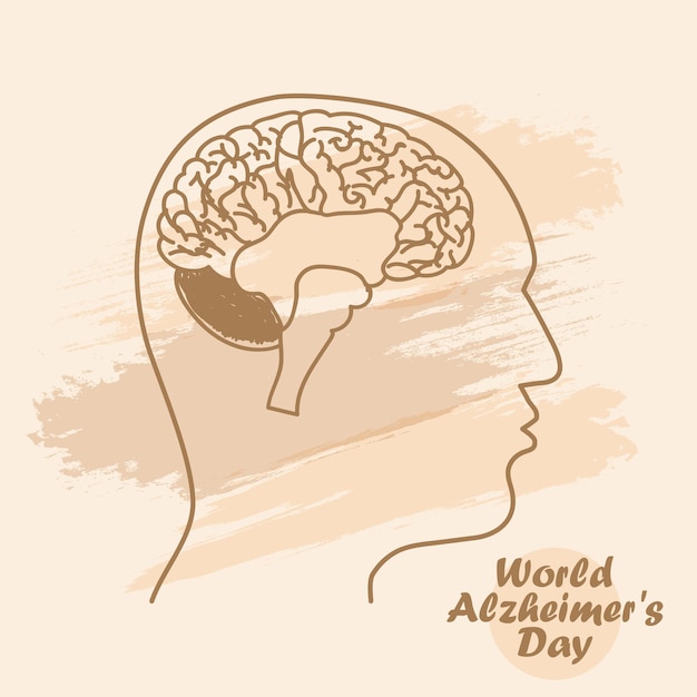 Vector silhouettes with brain vector illustration of world alzheimers day