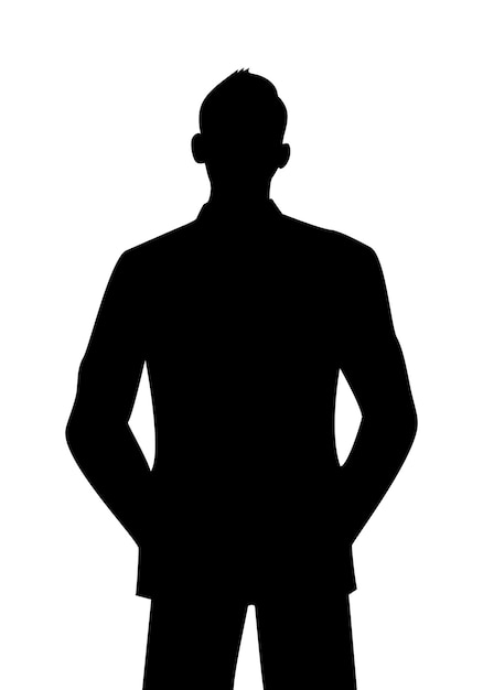 Silhouettes of young professional people in suits, push back