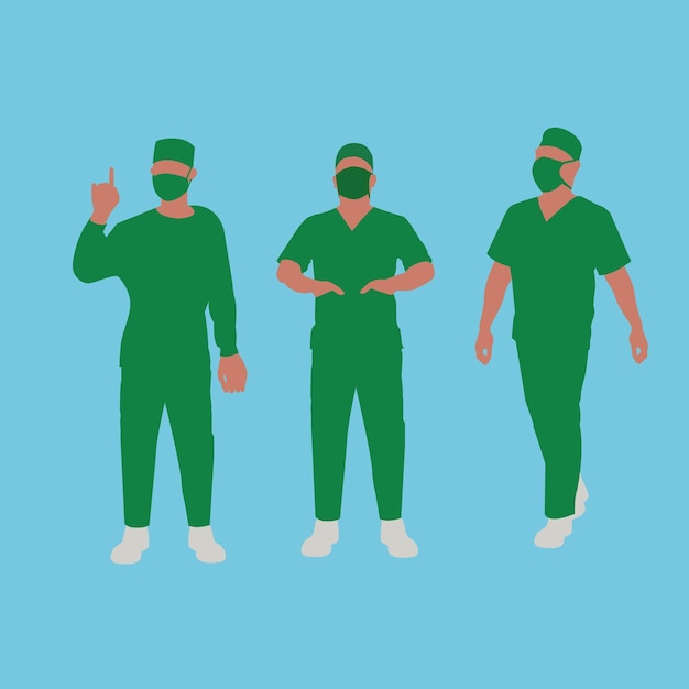 Silhouttes of surgeon doctor