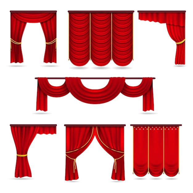 Вектор Шелковые красные комнатные шторы