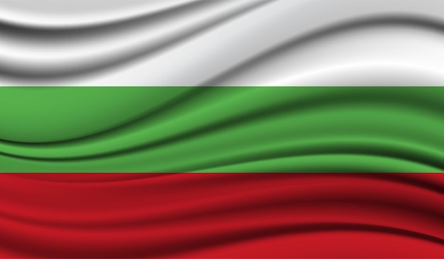 ブルガリアの絹の手を振る旗シルクサテンテクスチャ背景