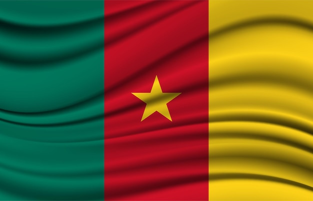 Silk Waving Flag of Cameroon Silk Satin Texture Background