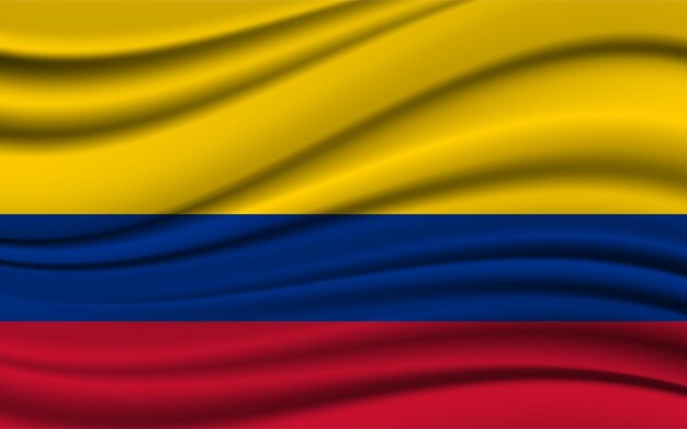 Silk Waving Flag of Colombia Silk Satin Texture Background