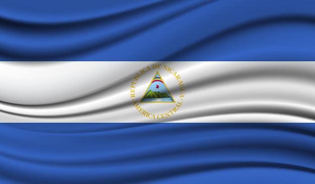 Silk Waving Flag of Nicaragua Silk Satin Texture Background