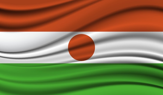 Шелковый развевающийся флаг Нигера Шелковый атлас текстуры фона