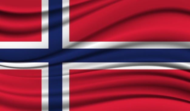 Silk Waving Flag of Norway Silk Satin Texture Background