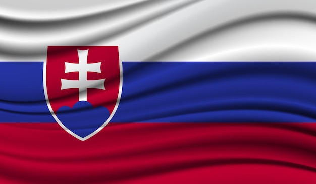 Vector silk waving flag of slovakia silk satin texture background