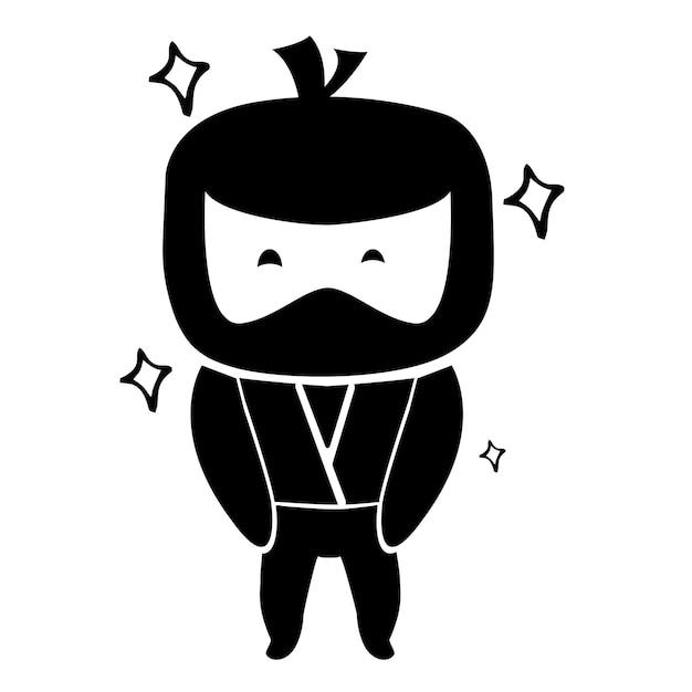 Silly cute ninja on white background vector