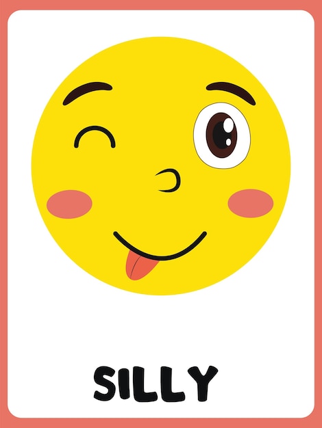 Vector silly face clipart flashcard