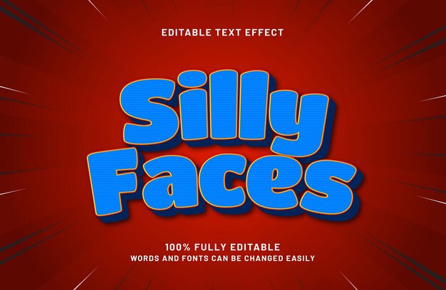 Silly Faces: 編集可能なテキストエフェクト: 子供とゲームのテキストスタイル