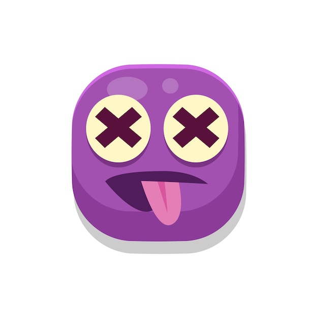 Silly Monster Square Icon Isolated On White Background In Fun Childish Emoji Style Vector Design