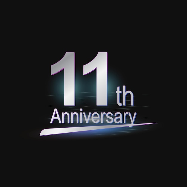 Silver 11th year anniversary Modern logo