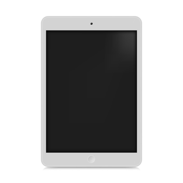 Vettore argento 3d realistico tablet pc mockup frame con schermo vuoto vista frontale
