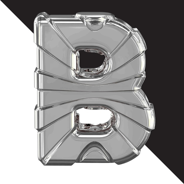 Silver 3d symbol with straps letter b