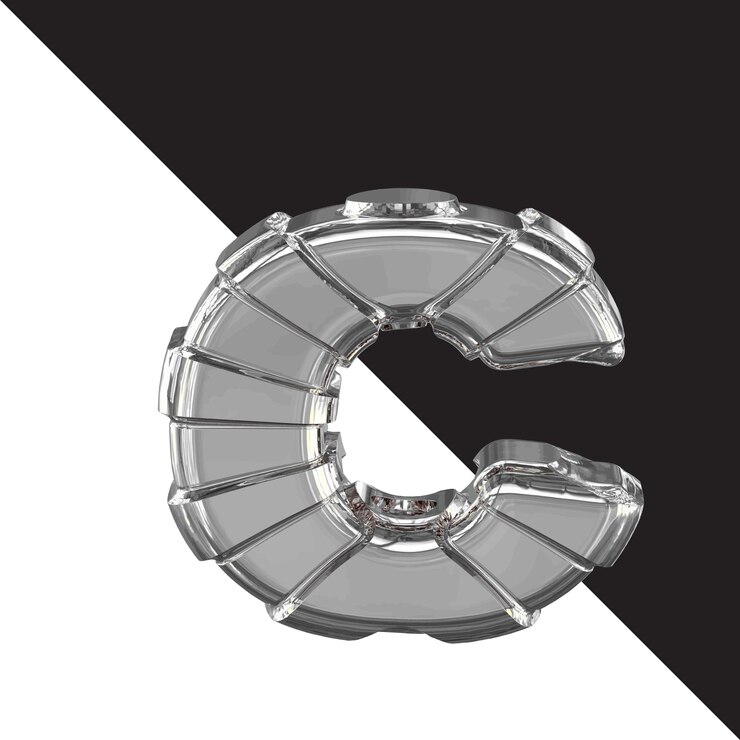 Vector silver 3d symbol with straps letter c