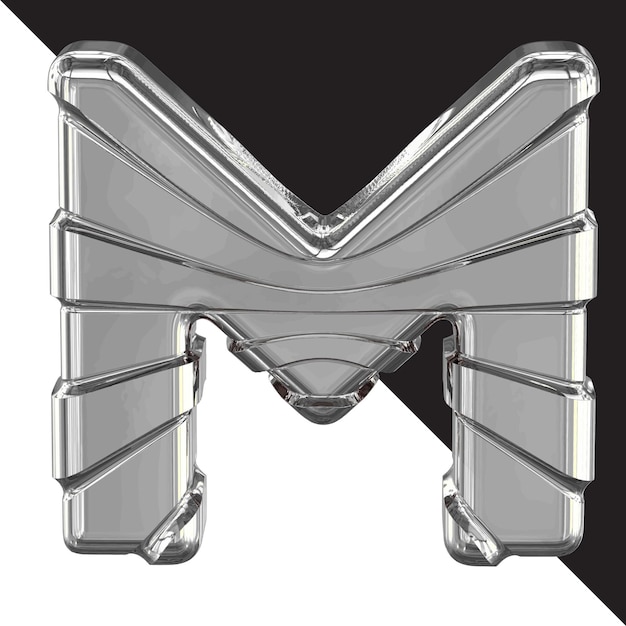 Vector silver 3d symbol with straps letter m