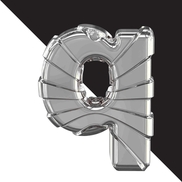 silver 3d symbol with straps letter q
