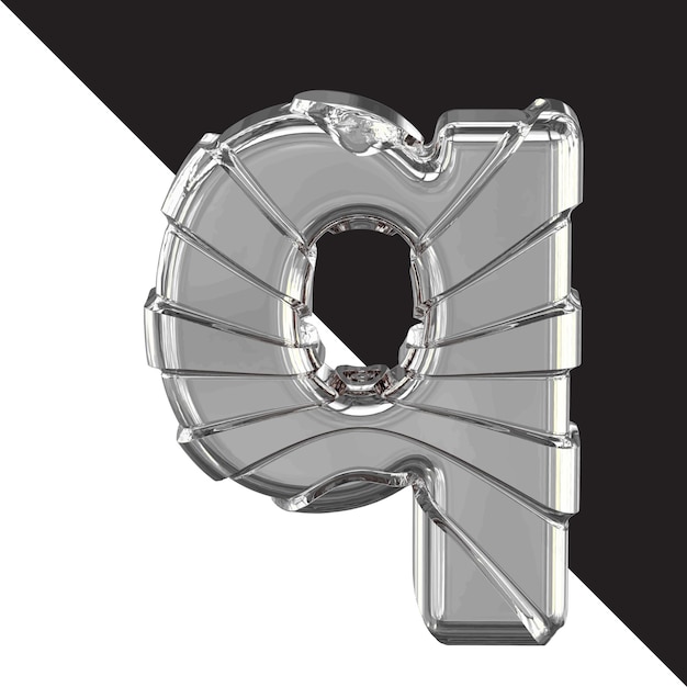 Silver 3d symbol with straps letter q