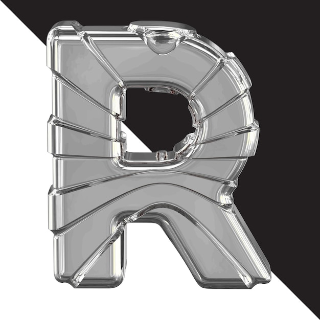 Vector silver 3d symbol with straps letter r