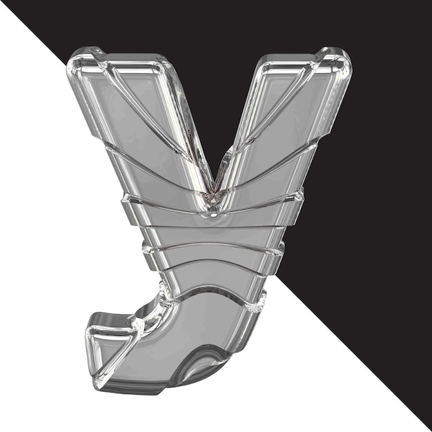 Vector silver 3d symbol with straps letter y