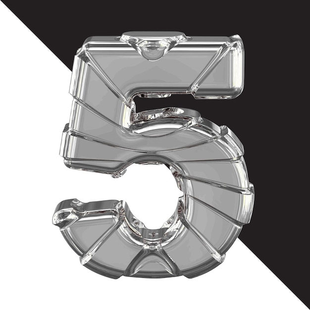 Vector silver 3d symbol with straps number 5