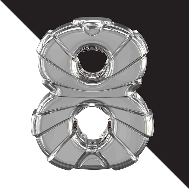 Vector silver 3d symbol with straps number 8