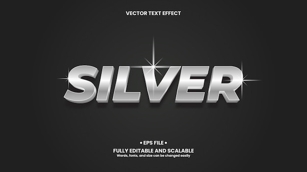 Silver 3d text effect