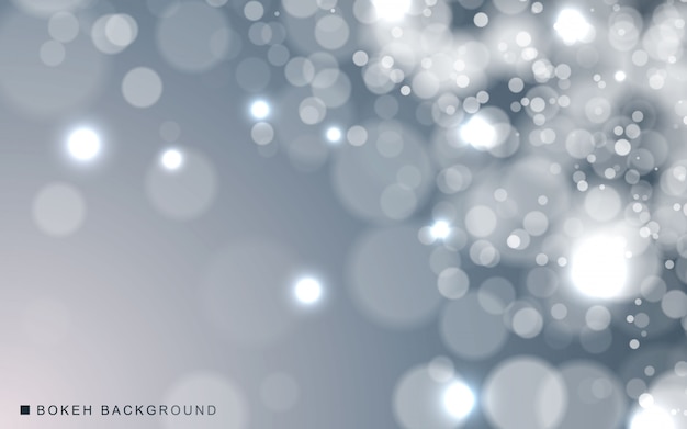 Silver abstract bokeh background sparkling lights