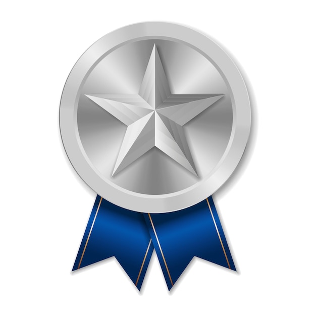 Silver award medal with star Illustration from geometric shapes