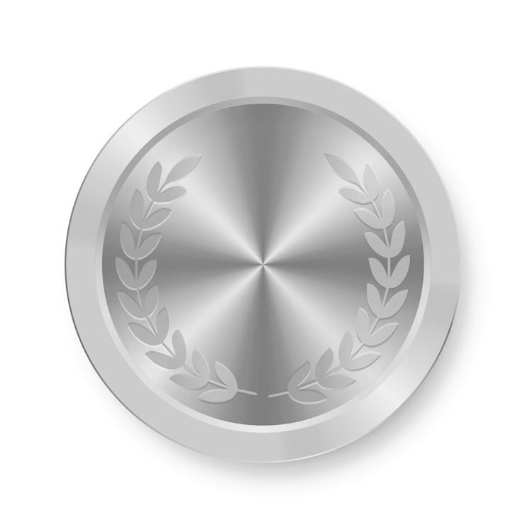 Vector silver award sport medal for winners second place trophy honor badges