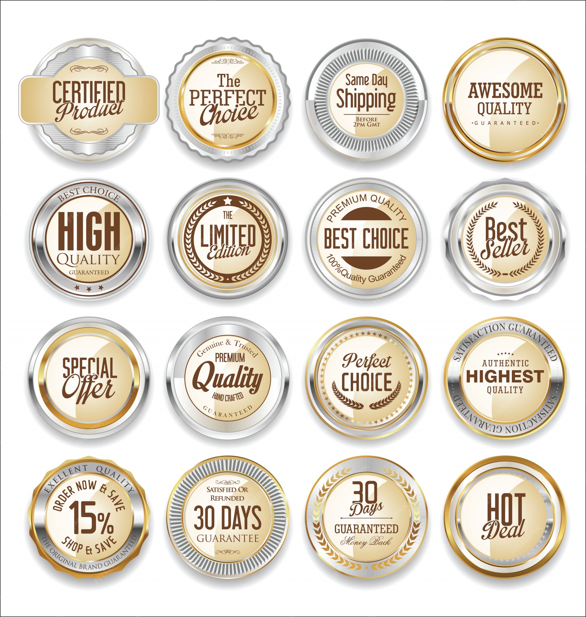Premium Vector | Silver badges