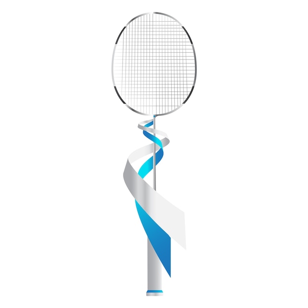 Vector silver badminton racket.