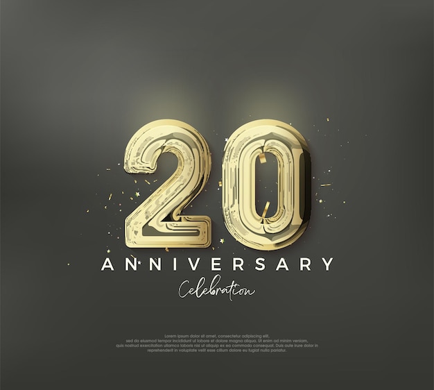 Silver balloon number Premium vector 20th anniversary celebration background