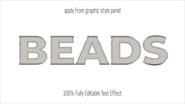 Silver Beads полностью редактируемый текстовый эффект премиум-класса