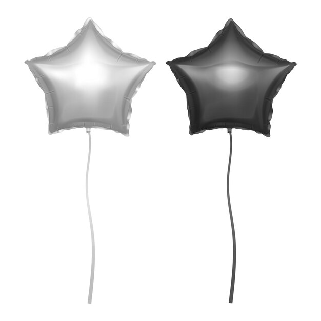 Silver and black balloons set with shape of stars