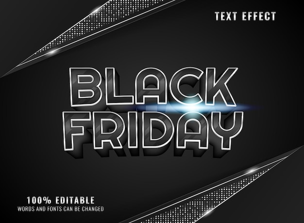 Silver black friday with background frame editable text effect