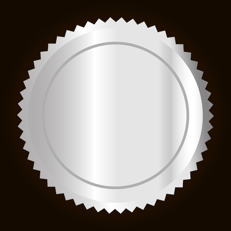 Vector silver blank metallic label or seal icon image