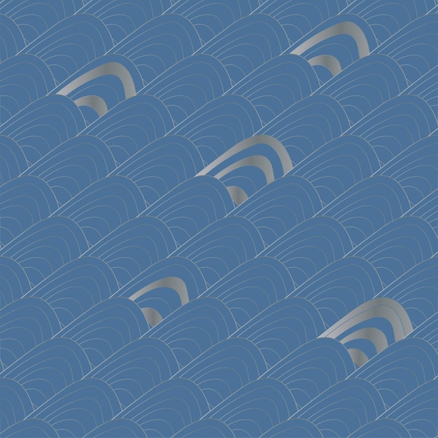 Silver and blue wave pattern