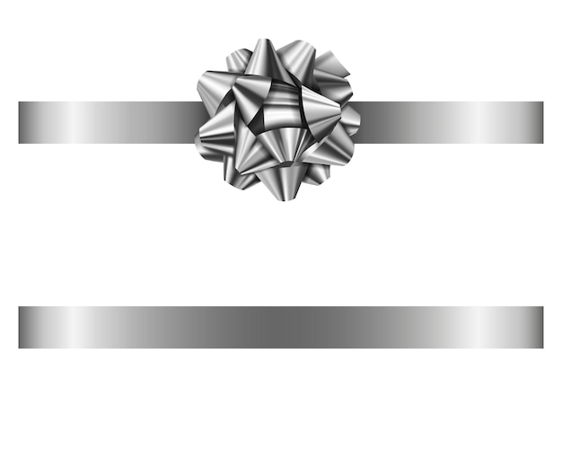 Vector silver bow and ribbon. isolated bow with ribbon for christmas and birthday decorations