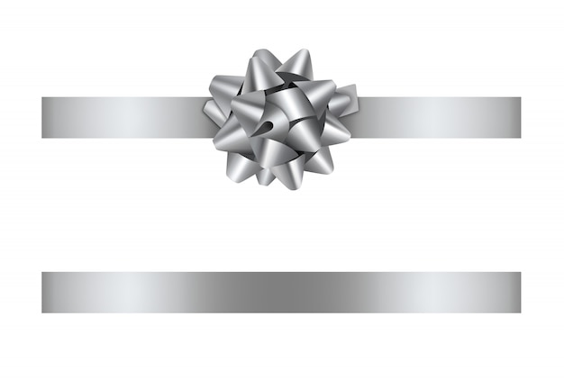 Vector silver bow and ribbon