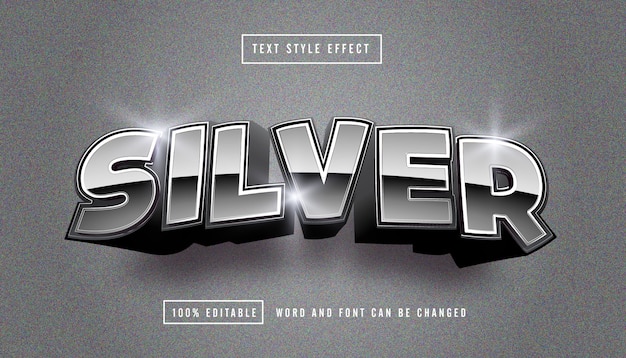 Silver Bright Text effect editable 