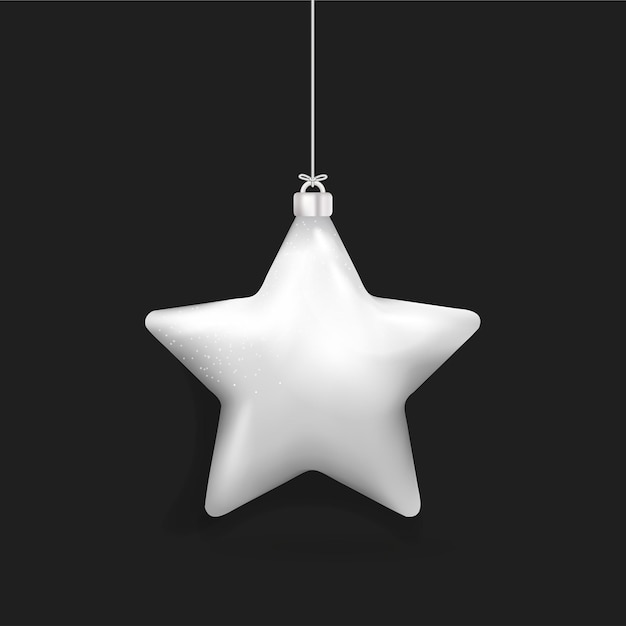 Silver Christmas decoration elements star isolated on white background