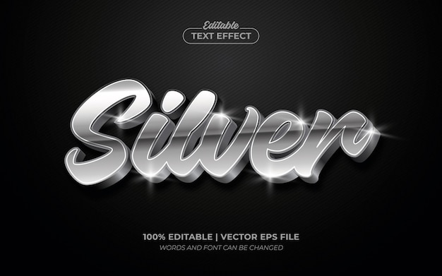 Silver chrome 3d shiny editable text effect font style