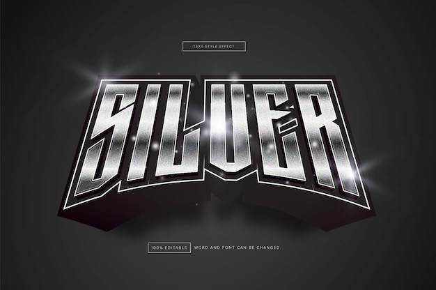 Silver Chrome Editable text effect