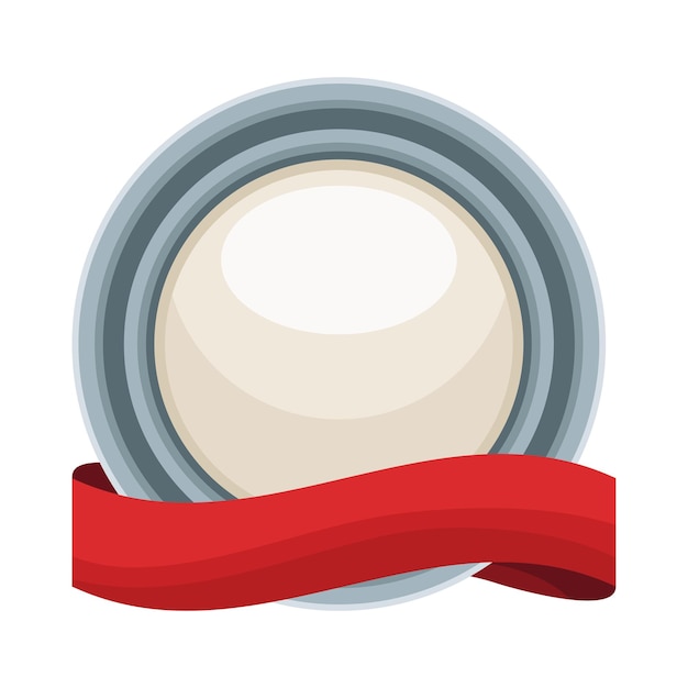 Vector silver circle and ribbon award icon