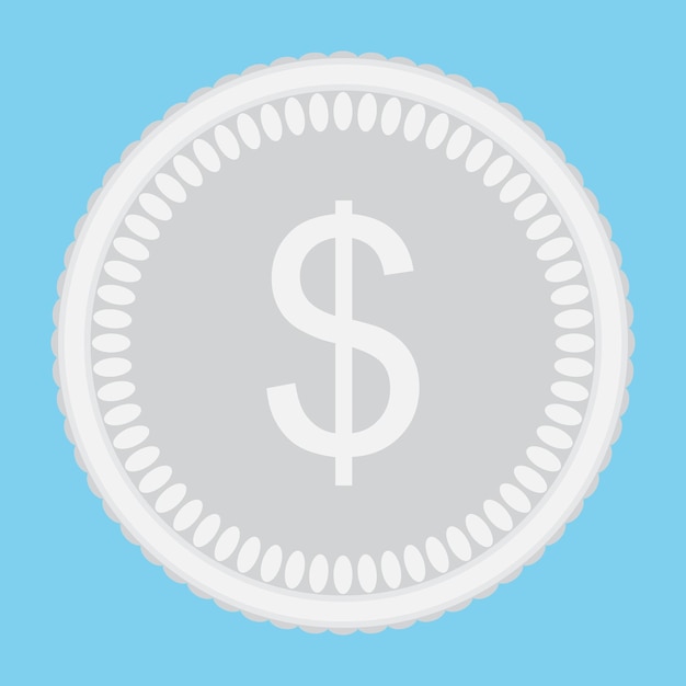 Silver coin money icon flat isolated Silver coin vector and finance coin icon buy Vector flat design illustration