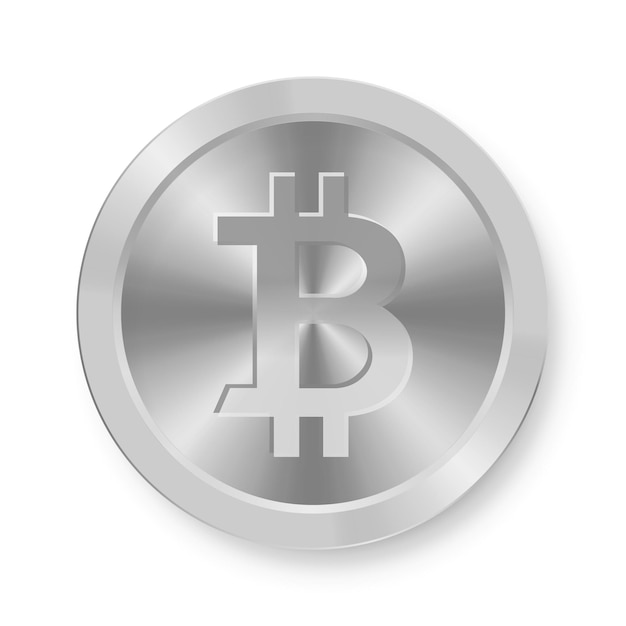 Серебряная монета биткойн концепция веб-интернет-криптовалюты медаль биткойна