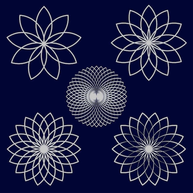 Silver color flower mandala set design