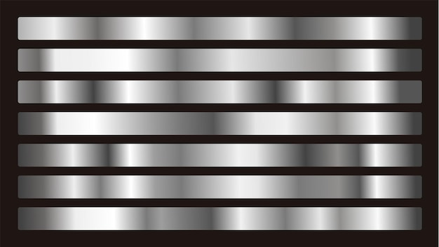 Vector silver color gradient set swatches